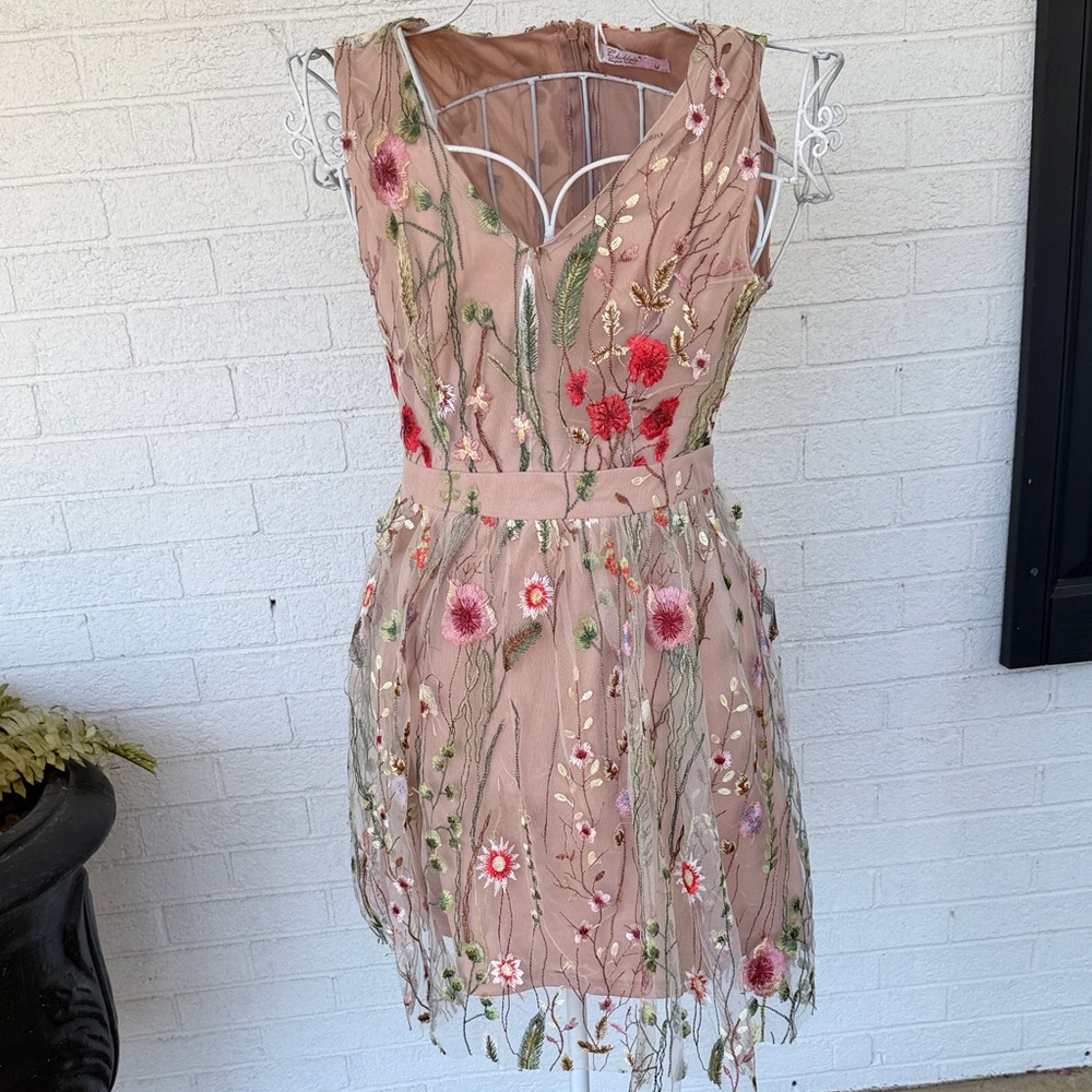 Floral Embroidered Mini Dress